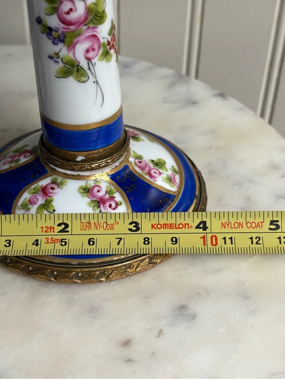 Antique L.P. Paris Sèvres-Style Porcelain & Bronze Hand-Painted Candlesticks VTG